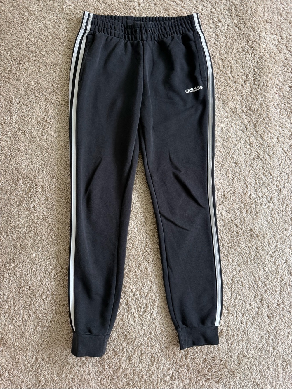 adidas Women’s Black Joggers with White Side Stripes Size Small Loungewear